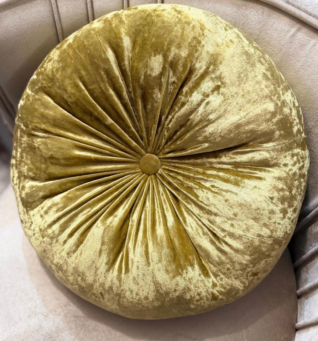 Round Velvet Pillow Vintage Gold  Luxurious Comfort and Style 12" Diameter