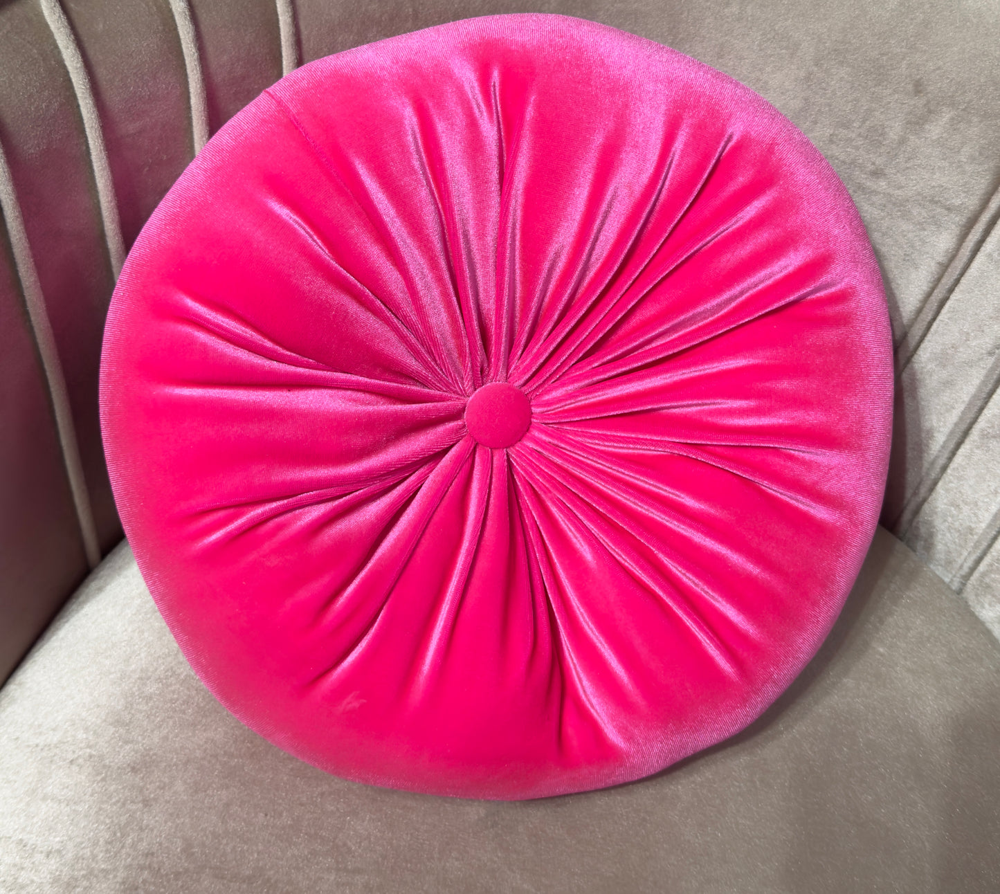 Hot Pink Round Velvet Pillow  12" Diameter