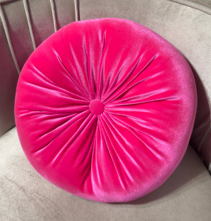 Hot Pink Round Velvet Pillow  12" Diameter