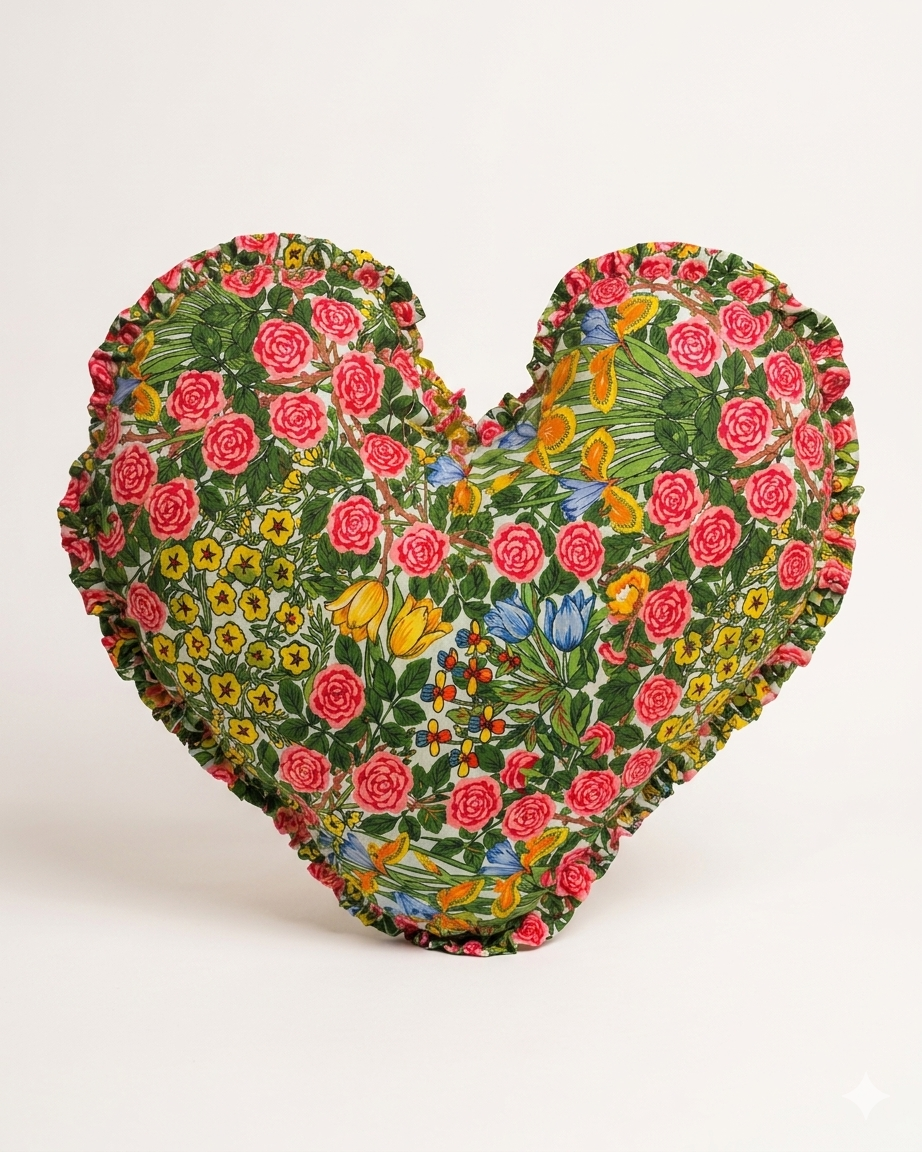 Secret Garden - Heart Ruffle Pillow 16"-17" Diameter