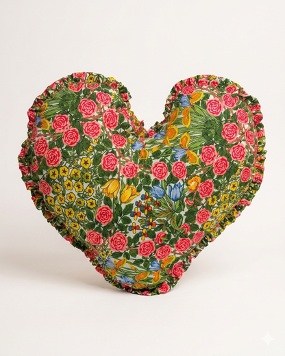 Secret Garden - Heart Ruffle Pillow 16"-17" Diameter