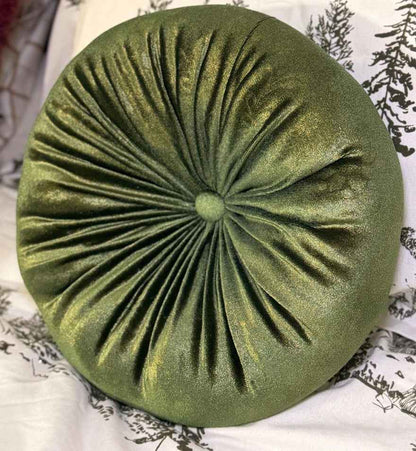 Antique Olive Green with Gold Floral Damask Pattern - 12"Diameter