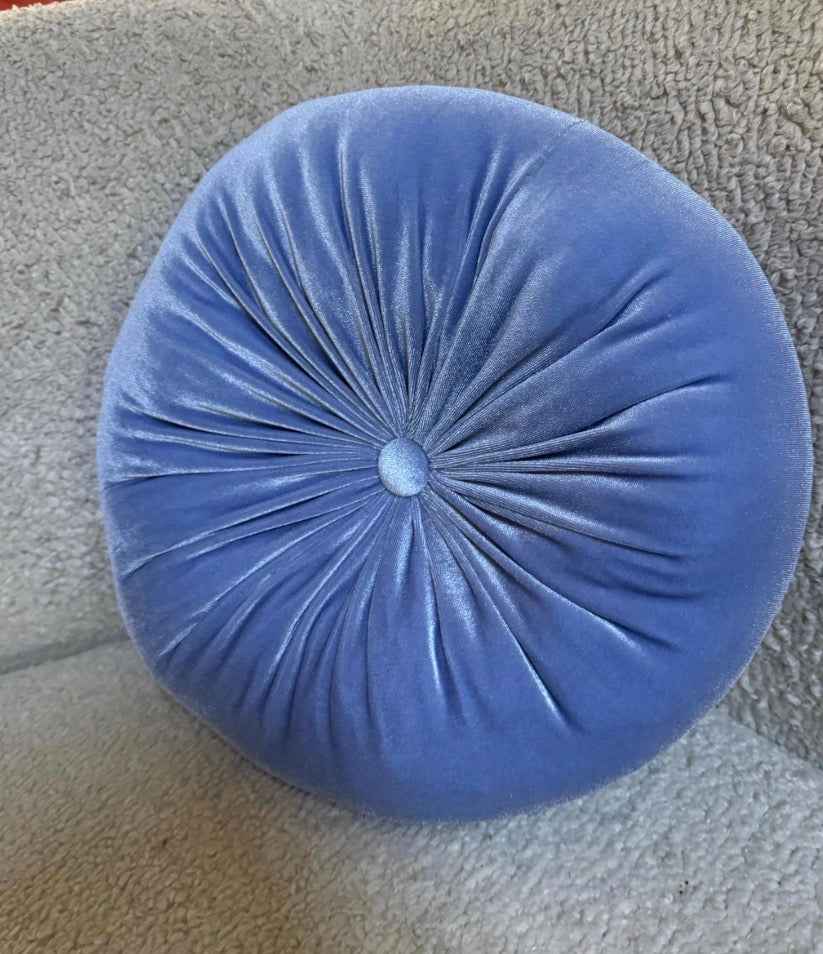 Periwinkle Blue Velvet Round Pillow – 12” Diameter