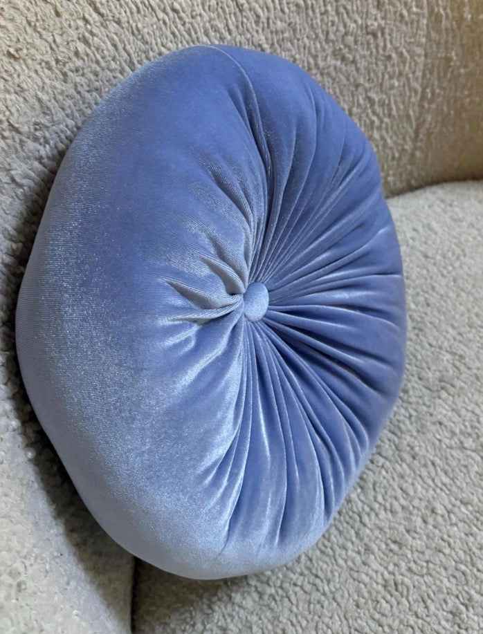 Periwinkle Blue Velvet Round Pillow – 12” Diameter