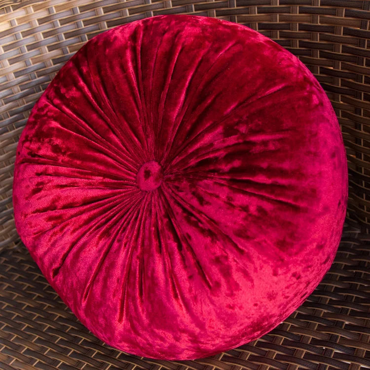 Round Velvet Cushion Ruby Red 12"