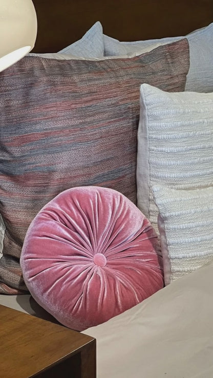 Round Velvet Cushion Pink 12"