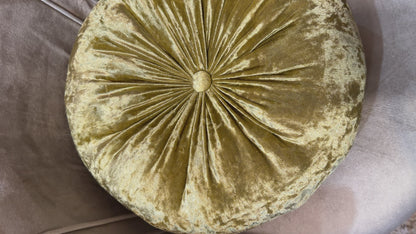 Round Velvet Pillow Vintage Gold  Luxurious Comfort and Style 12" Diameter