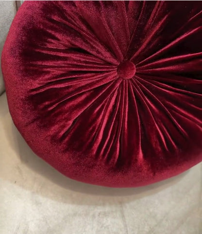 Round Velvet Cushion Burgundy 12"